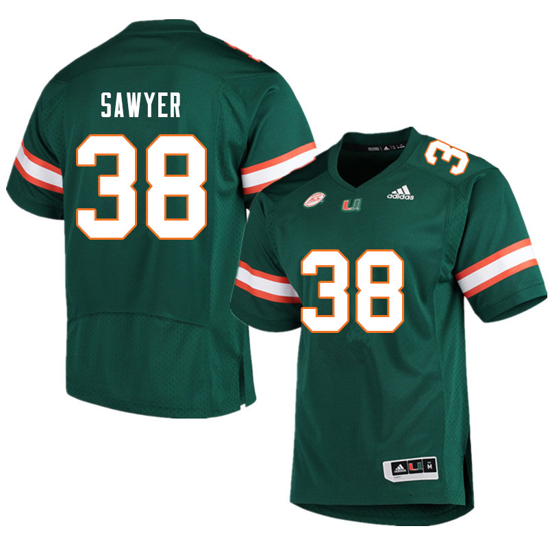 Men #38 Shane Sawyer Miami Hurricanes College Football Jerseys Sale-Green